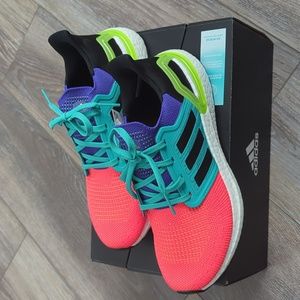 Adidas Men's Ultraboost 20 in multi color- Teal/Orange/Green/Black/Dark Purple